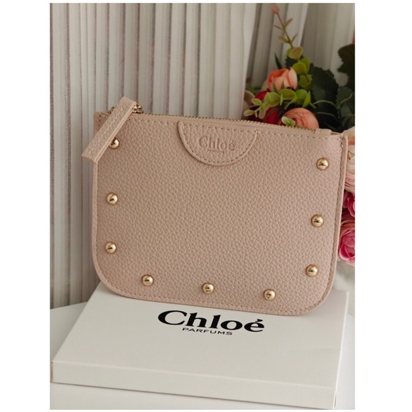 Chloe Handbags - Chloe OS Nude Pink Pouch Women's Studded Parfums Makeup Bag